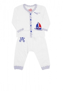 Bộ quần áo Cotton cho bé trai hình Thuyền buồm hải âu ( 3 - 6 Tháng)