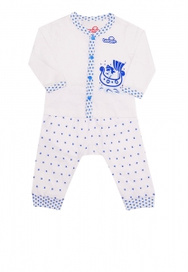 Bộ quần áo Cotton cho bé in hình thuyền trưởng cá ( 3 - 6 Tháng)
