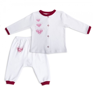 Bộ quần áo thu đông bieber cho bé mở khuy hình 3 trái tim ( 0 - 3 Tháng )