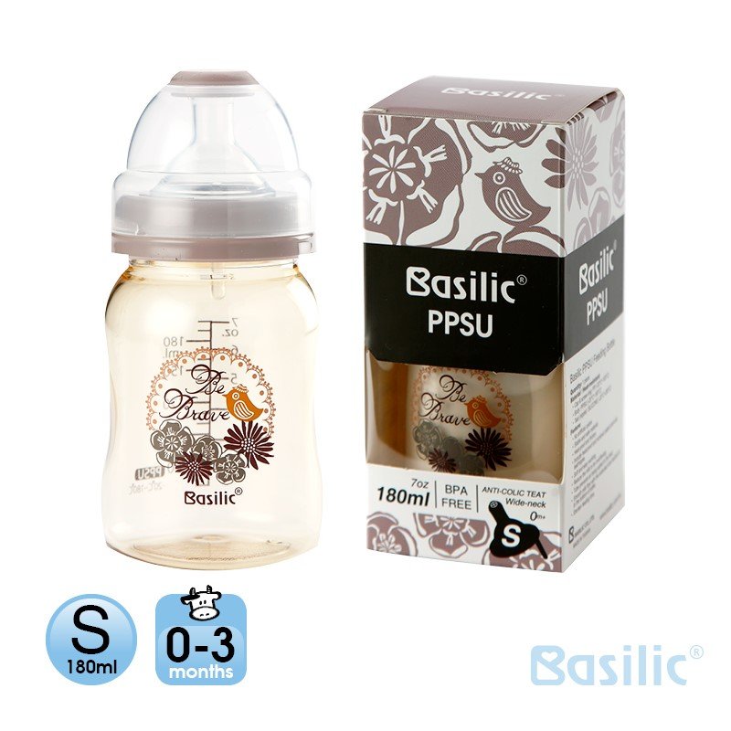 Bình sữa PPSU chống sặc thông minh BASILIC (size S: 0-3 tháng)
